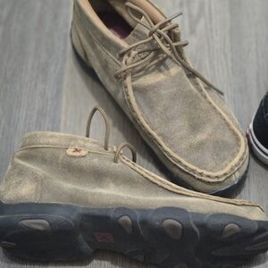 Twisted X Tan Moccasins Hand-Sewn Suede